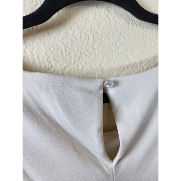 NY Collection XL White Rhinestone Studded Blouse Flutter Sleeve Career Party - Picture 5 of 8